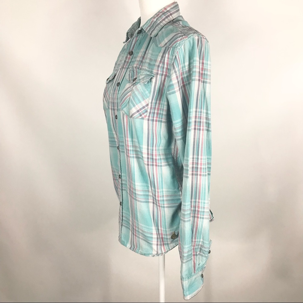 Scotch & Soda Western Style Plaid Snap Button Shirt Size Small - Picture 3 of 7